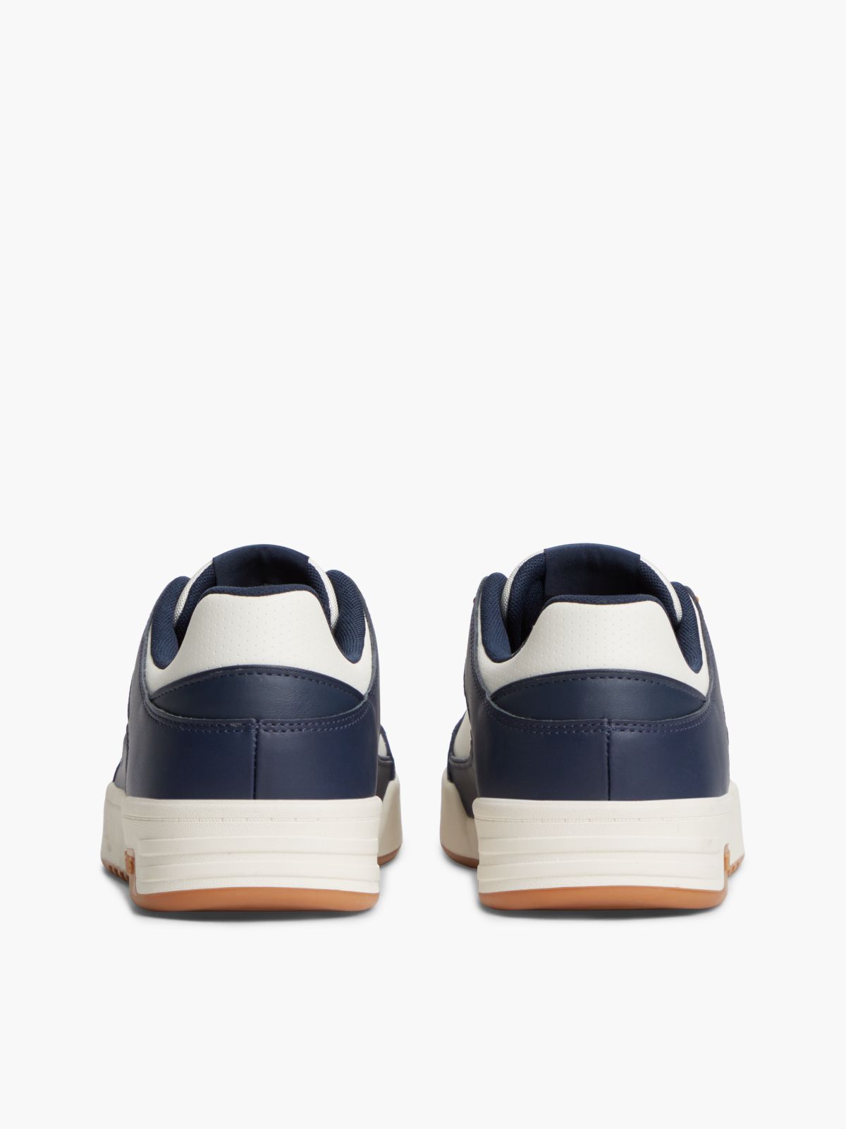 Leather Contrast Texture Basketball Trainers — Blue