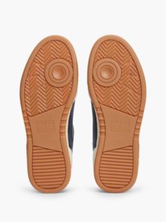 Leather Contrast Texture Basketball Trainers — Blue 5