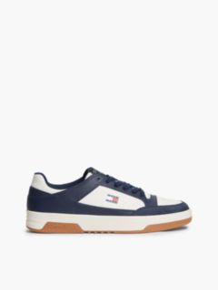 Leather Contrast Texture Basketball Trainers — Blue 1