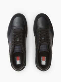 Leather Contrast Texture Basketball Trainers — Black 3