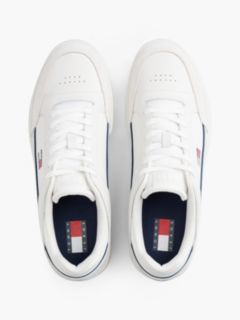Leather Contrast Texture Basketball Trainers — White 3