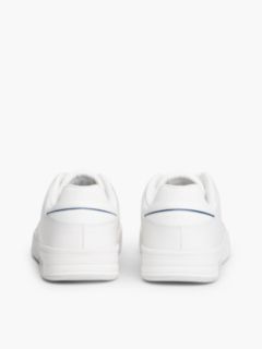 Leather Contrast Texture Basketball Trainers — White 4