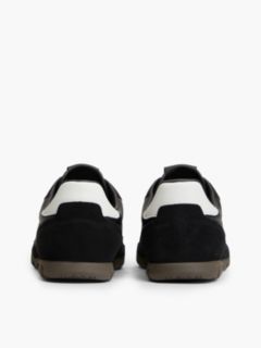 Leather Mixed Texture Low Profile Trainers — Black 4