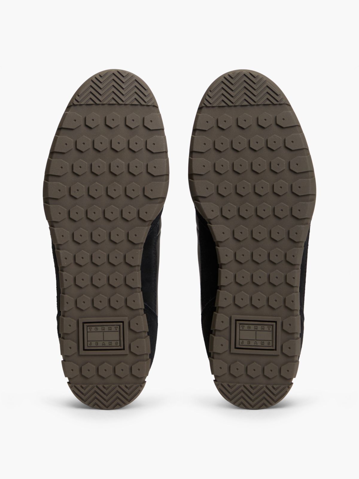Leather Mixed Texture Low Profile Trainers — Black