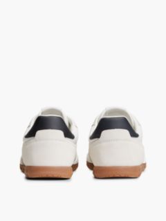 Leather Mixed Texture Low Profile Trainers — White 4