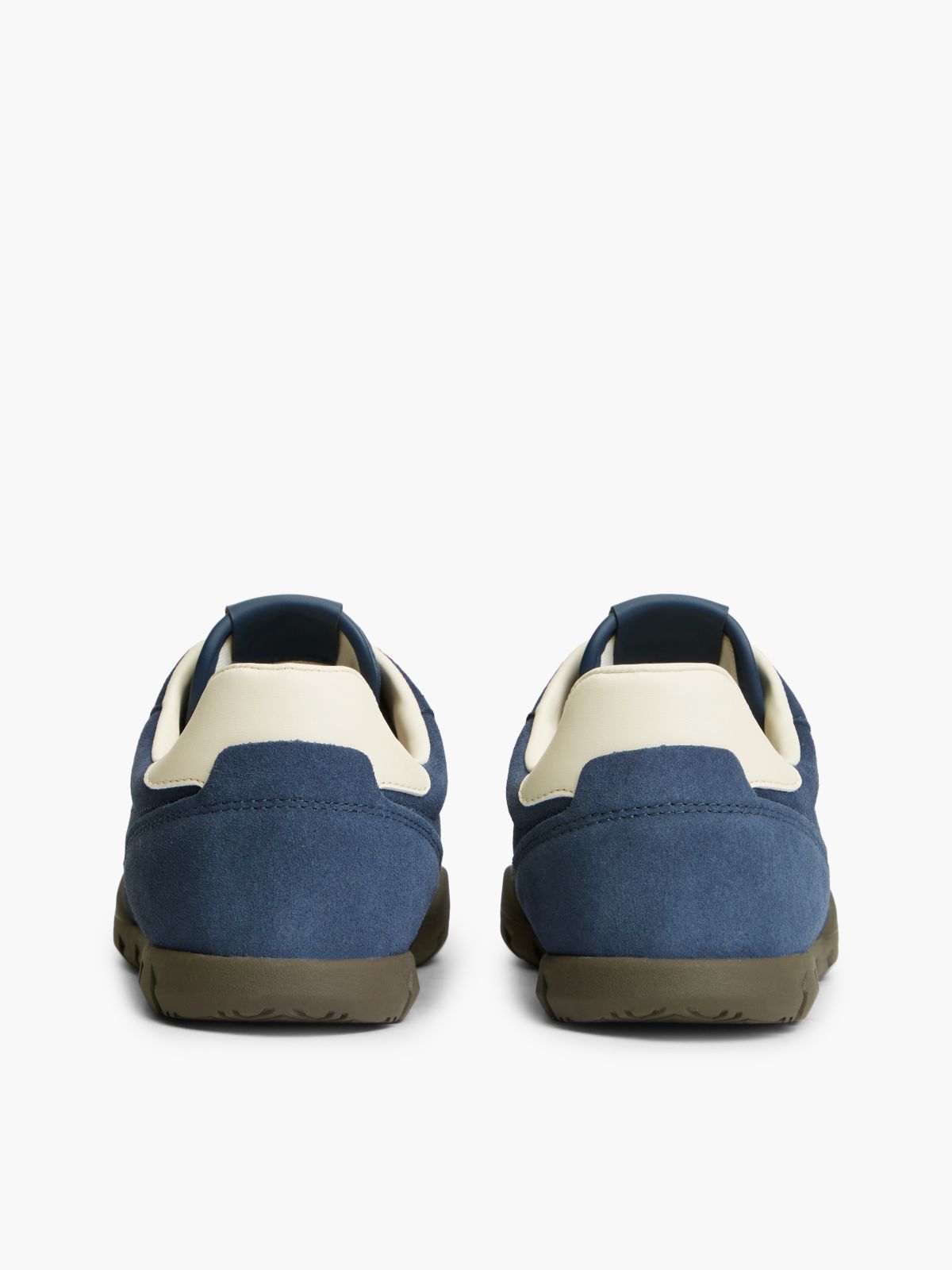 Suede Metallic Logo Low Profile Trainers — Blue