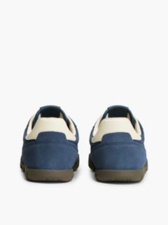 Suede Metallic Logo Low Profile Trainers — Blue 4