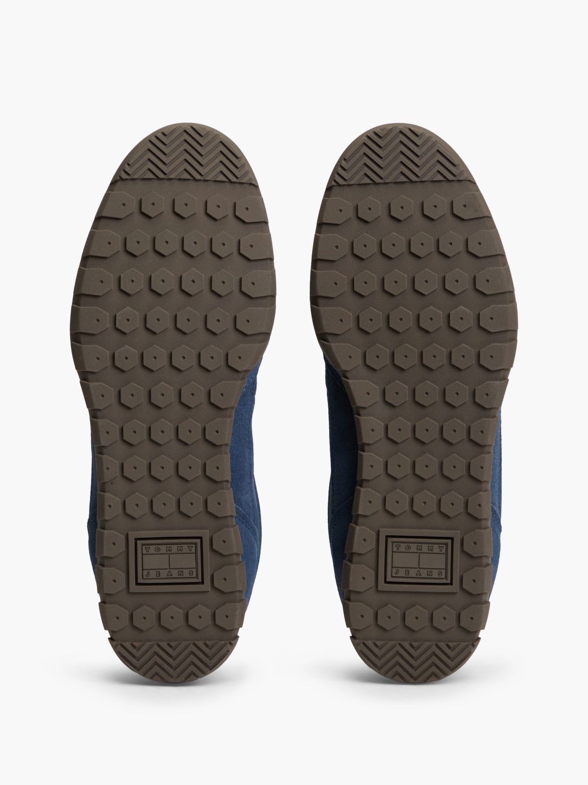 Suede Metallic Logo Low Profile Trainers — Blue