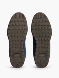 Suede Metallic Logo Low Profile Trainers — Blue 5