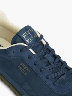 Suede Metallic Logo Low Profile Trainers — Blue 6