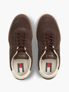 Suede Metallic Logo Low Profile Trainers — Brown 3