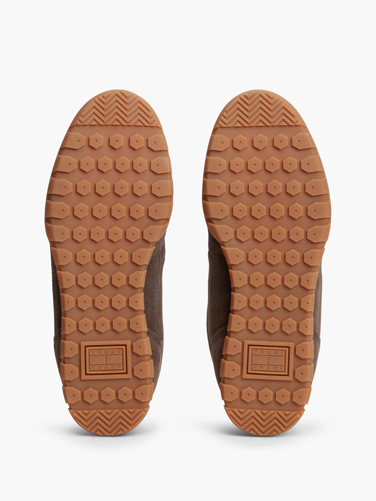 Suede Metallic Logo Low Profile Trainers — Brown