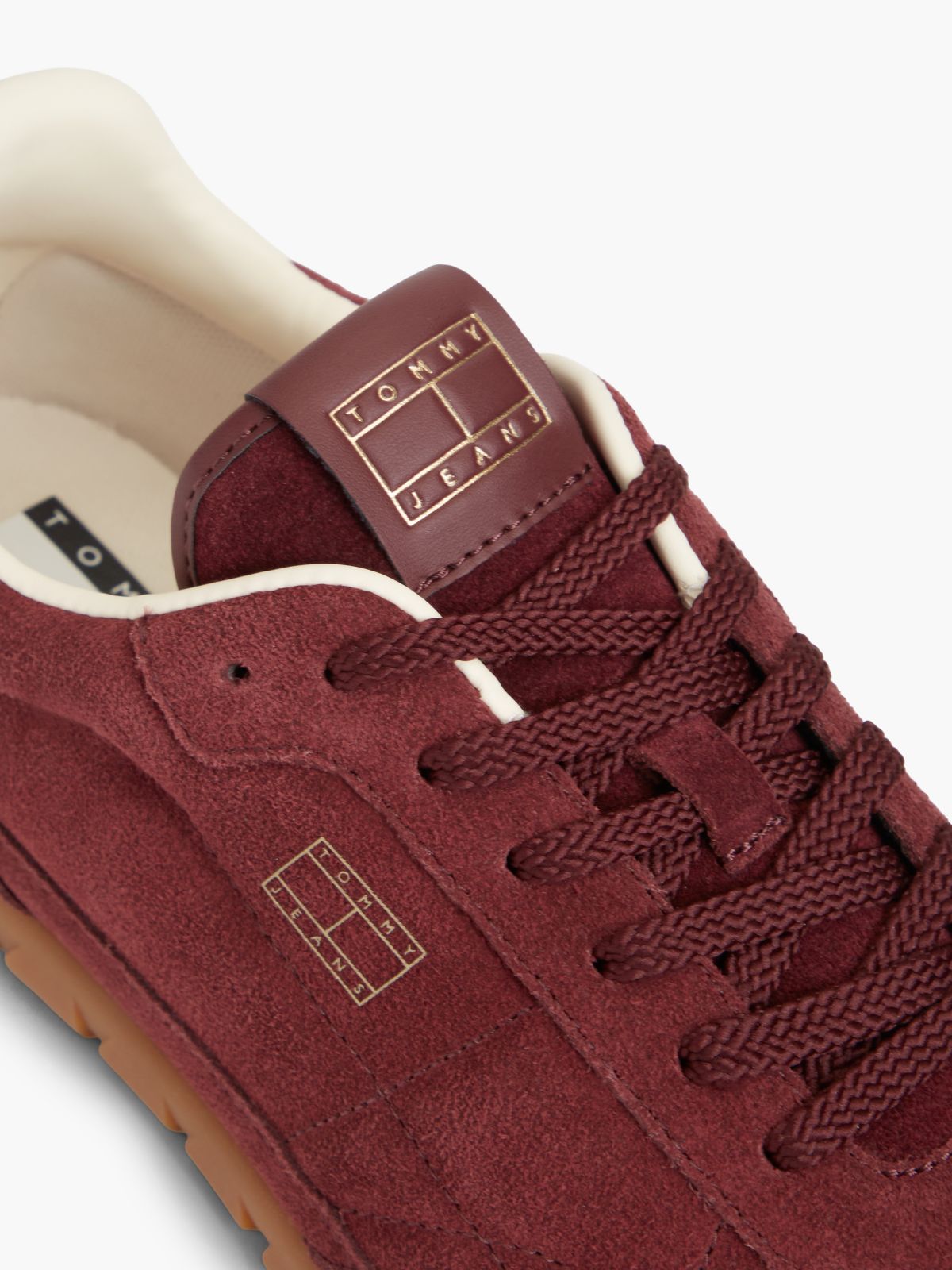 Suede Metallic Logo Low Profile Trainers — Red