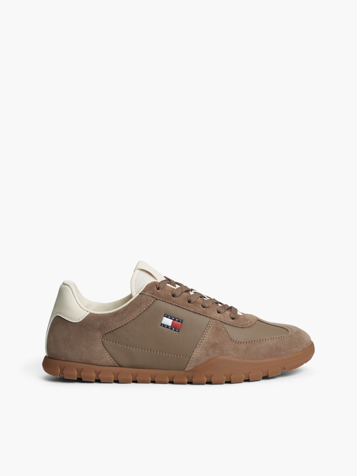 Leather Cleat Low Profile Trainers — Khaki