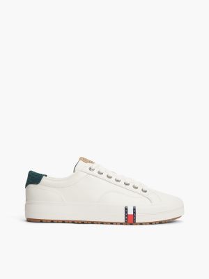 baskets archive en cuir à semelle crantée white pour hommes tommy jeans