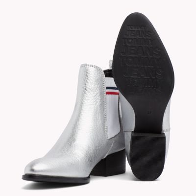 tommy hilfiger metallic heeled chelsea boot