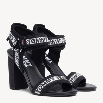 tommy hilfiger black mesh web sporty sandals