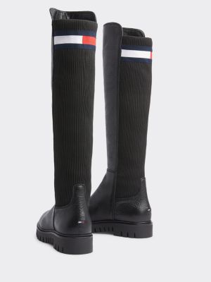 Knee High Leather Boots | BLACK | Tommy 