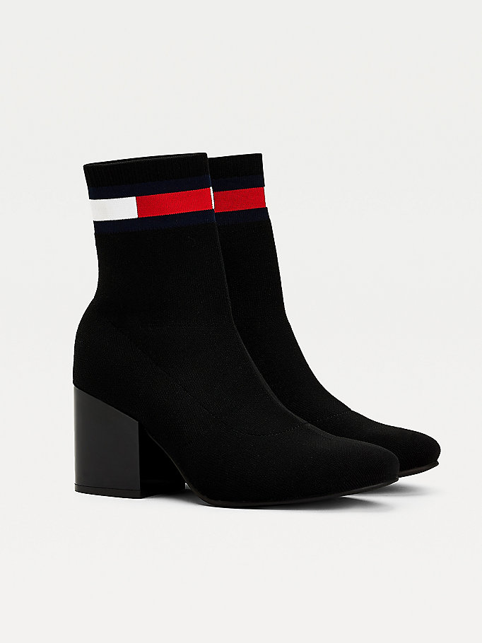 black flag knitted boots for women tommy jeans