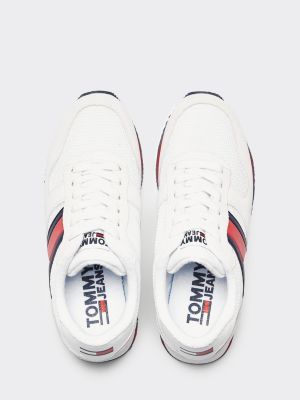 tommy hilfiger black & red flag detail sneaker trainers