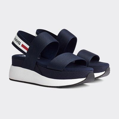 tommy jeans technical black platform sandals