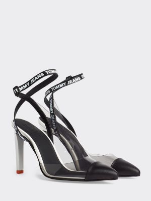 Transparent Logo Strap Pumps Heels 