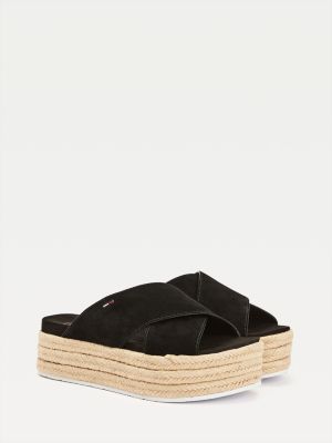 Criss-Cross Flatform Mules | BLACK | Tommy Hilfiger