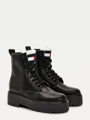 Fleece Flag Tongue Lace Up Boots 