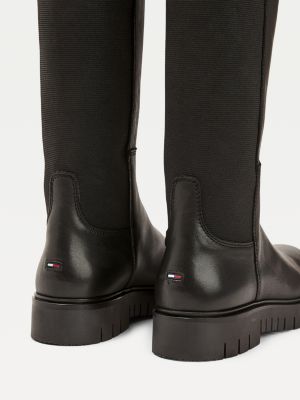 Logo Stitching Elasticated Long Boots 