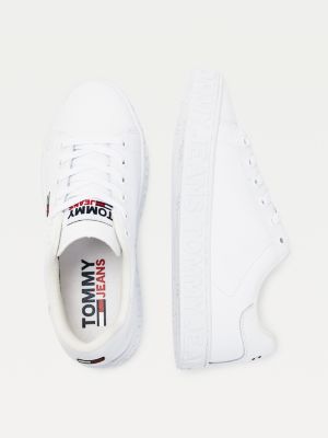 tommy embossed leather trainers