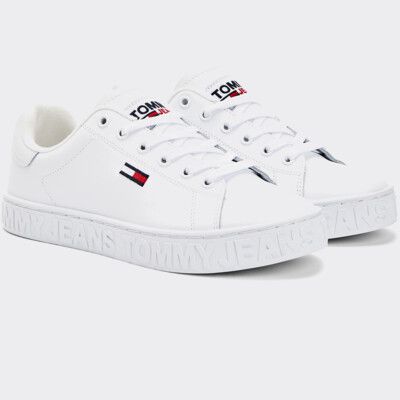 tommy jeans embossed leather trainers