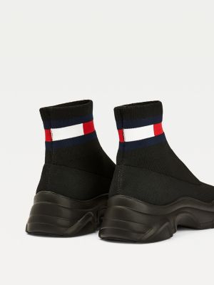 tommy hilfiger black sock boots