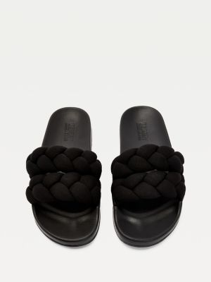 Braided Strap Pool Slides | BLACK | Tommy Hilfiger