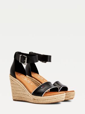 Essential Leather Wedge Sandals | BLACK 