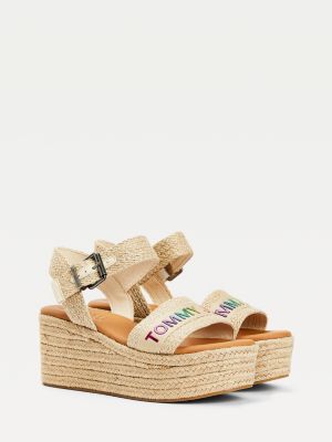 beige flatform sandals