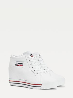 Wedge Heel Trainers | WHITE | Tommy 