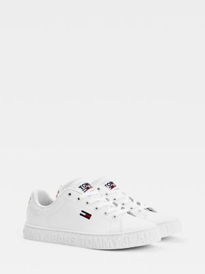 Metallic Logo Trainers | WHITE | Tommy 