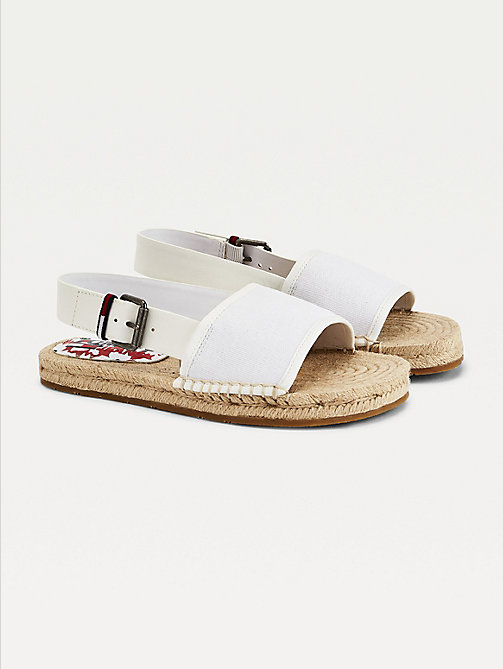white essential flat sandals for women tommy jeans
