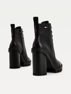 high heel leather boot