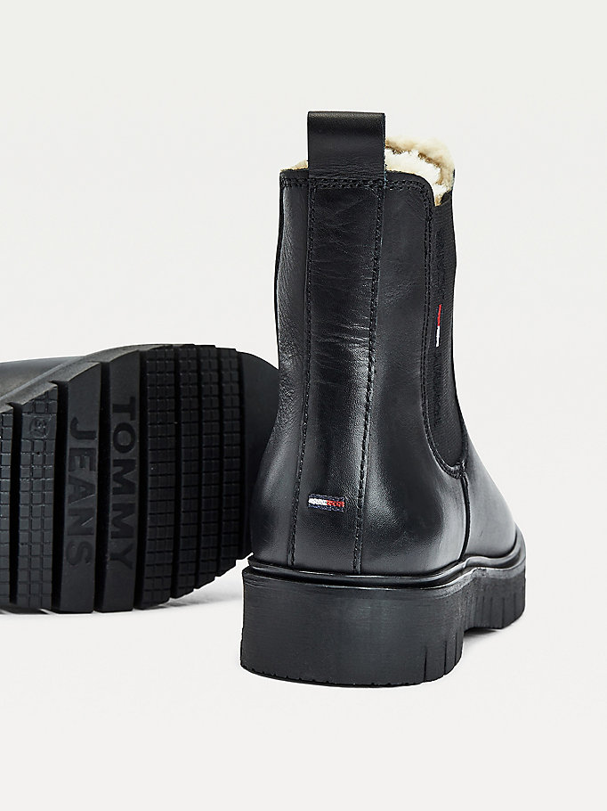 Warm Lined Leather Chelsea Boots BLACK |