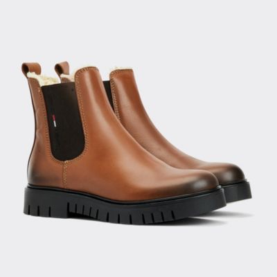 Leren Chelsea boot met voering en profielzool | ZWART | Tommy Hilfiger
