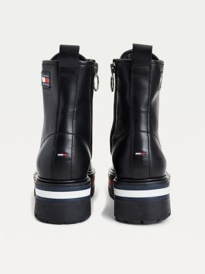 Tommy Badge Iridescent Eyelet Cleat Boots | BLACK | Tommy Hilfiger