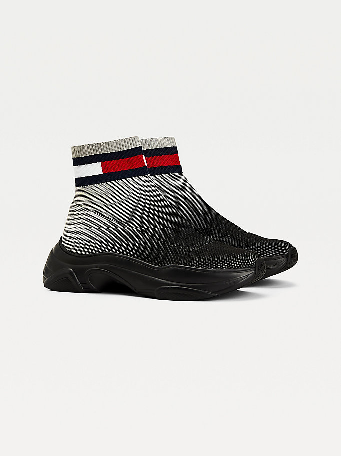 black ombre knit hybrid boots for women tommy jeans