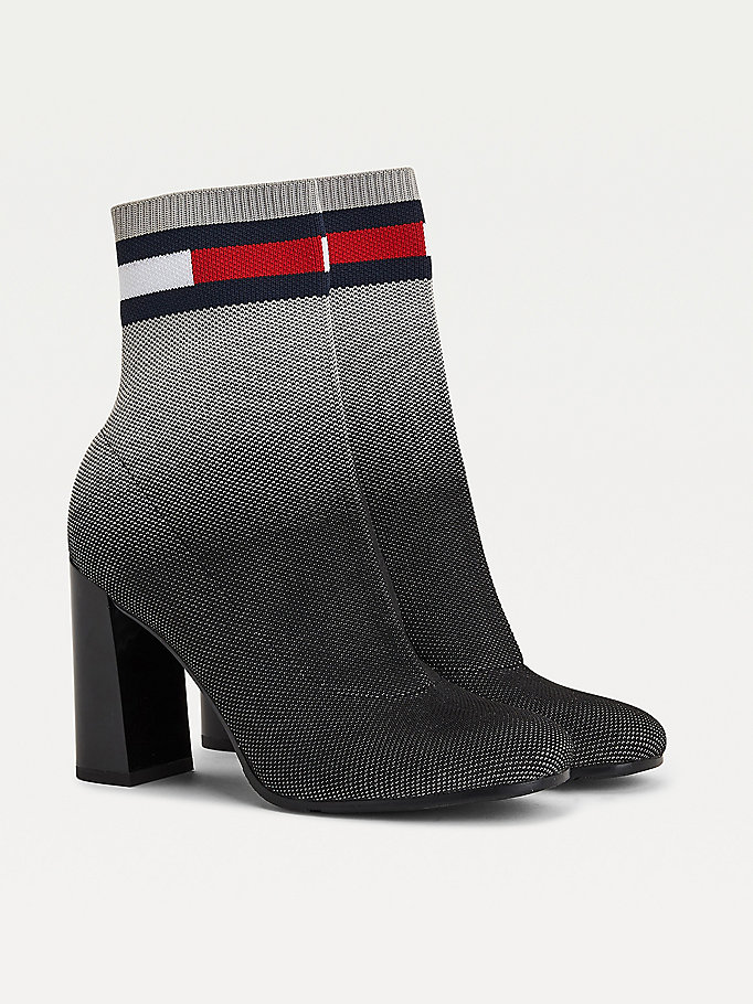 black ombre knit high heel boots for women tommy jeans