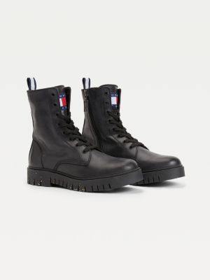 tommy hilfiger black leather boots