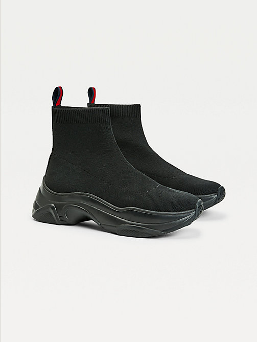 black knitted hybrid boot for women tommy jeans