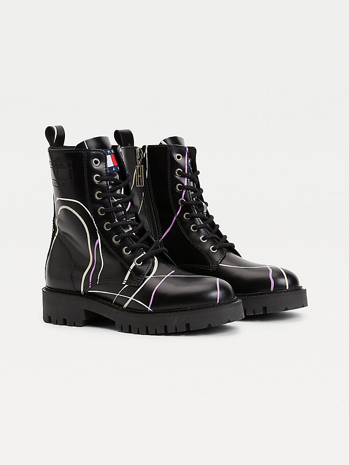 black splash cleat ankle boots for women tommy jeans