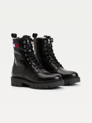 Badge Warm Lined Lace-Up Boots | BLACK | Tommy Hilfiger