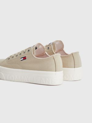 beige flatform trainers