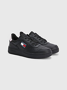 black retro basketball cupsole trainers for women tommy jeans